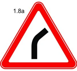 1.8.а, 1.8.б «Огцом эргэлт»-замын эргэх радиус багатай буюу үзэгдэлт хязгаарлагдмал тохойрсон хэсэгт ойртож байгааг анхааруулна. 1.8.а тэмдэг нь баруун гар тийш, 1.8.б тэмдэг нь зүүн гар тийш огцом эргэхийг анхааруулна;
