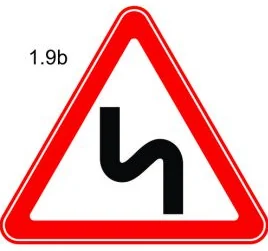 1.9.а, 1.9.б «Тахир зам»-замын огцом тахирласан хэсэгт ойртож байгааг анхааруулна. 1.9.а тэмдэг нь эхний огцом эргэлт баруун гар тийш, 1.9.б тэмдэг нь зүүн гар тийш чиглэсэн болохыг анхааруулна;